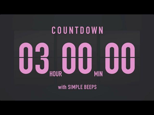 3 Hours Countdown Flip Clock Timer / Simple Beeps 