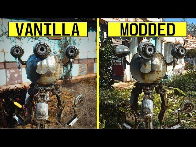 Fallout 4 Vanilla vs 120 Graphics Mod List PC RTX 4080 4K Ultra Graphics Comparison