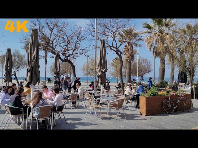 4K Walking Tour - Barcelona March 2021 Barceloneta to Icaria Beach 4K UHD