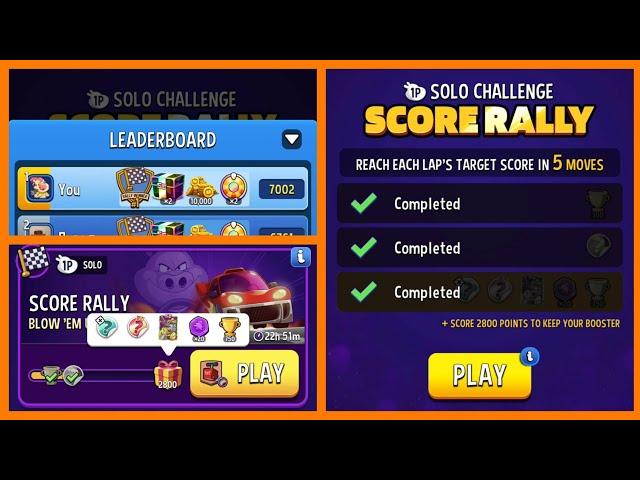 1st in race|Blow em up solo challenge|2800 points score rally solo challenge|match masters