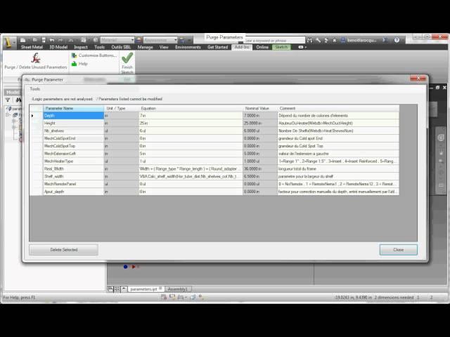 Purge / Delete Parameter Inventor Addin application