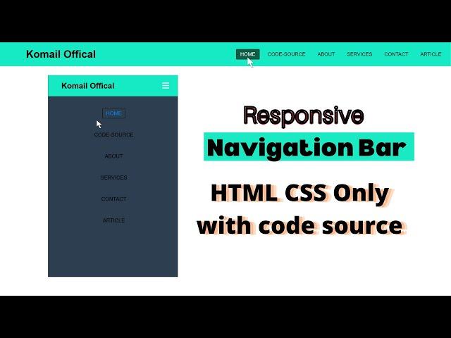 Responsive Navigation Menu Bar using HTML & CSS | CSS Media Query | Responsive Nav Bar | nav bar