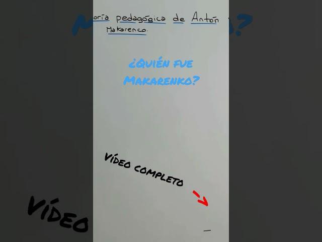 ¿Quién fue Makarenko? VÍDEO COMPLETO https://youtu.be/amAnc5mqlu0