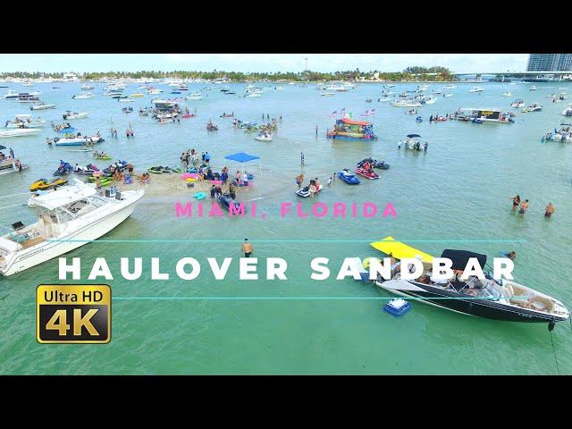 Haulover Sandbar - Miami, Florida - Aerial footage [4K]