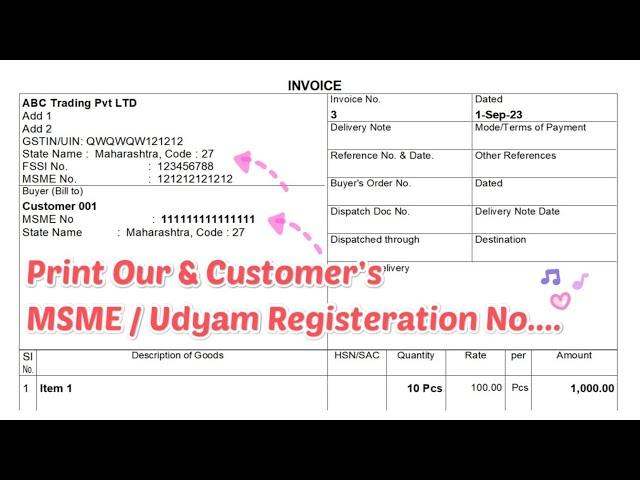 Free TDL Tally Add On | Print MSME / Udyam Number in Invoice in Tally Prime, Print MSME Registration