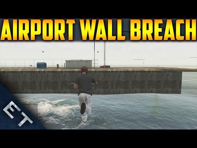 GTA V Online - New Los Santos Airport Wallbreach - Walk Above Water! (GTA 5 Wallbreach Glitches)