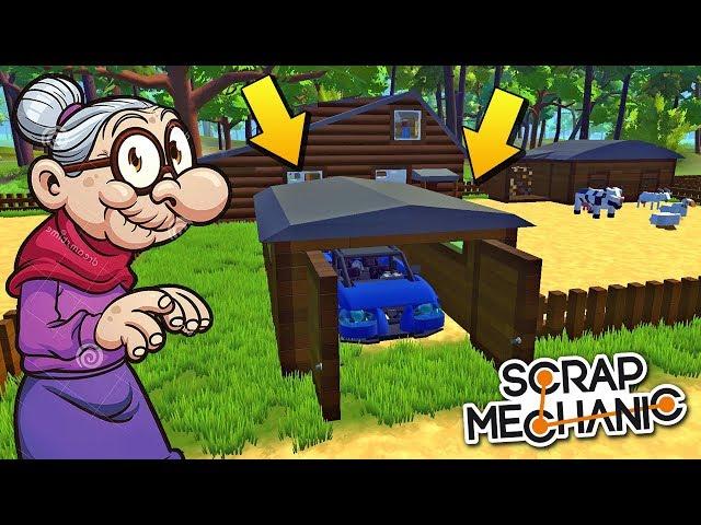  МУЖИКИ ПОМОГАЮТ БАБКЕ ПОСТАВИТЬ ГАРАЖ  МУЛЬТИК про ПОСТРОЙКИ в Scrap Mechanic 