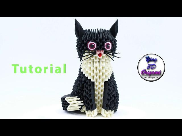 3D Origami Cat Tutorial 4K - Origami 3D Gattino Tutorial 4K