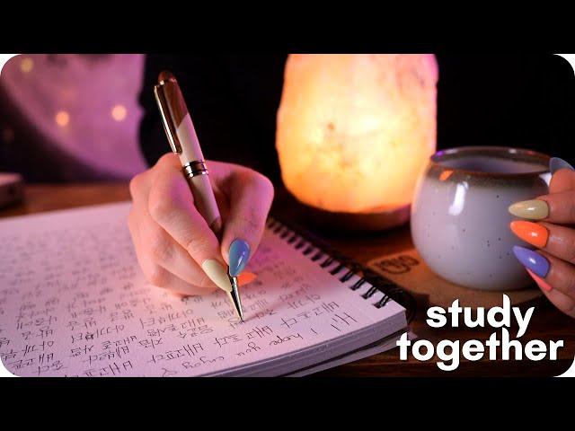 ASMR Studying Together While it Rains (Tapping, Writing Sounds, No Talking) ️