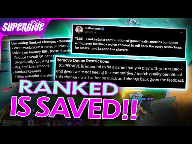 *NEW* DEV UPDATE! RANKED IS SAVED! RANKED REWARDS + FUTURE PLANS! || SUPERVIVE NEWS