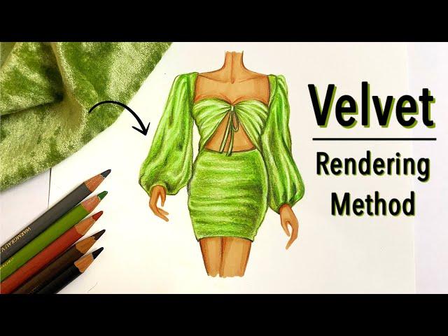 Velvet rendering tutorial | Pencil blending | Fashion Illustration | Art Studio by Srabani