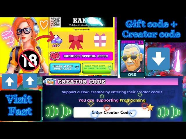 gift code of frag pro shooter 2021 june (1st week) || creator code also...