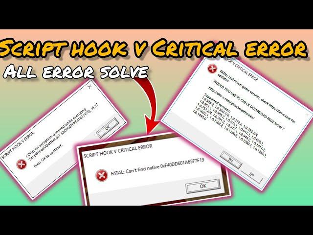 how to solve script hook v critical error in gta 5 2023 | menyoo trainer | script hook v GTA V