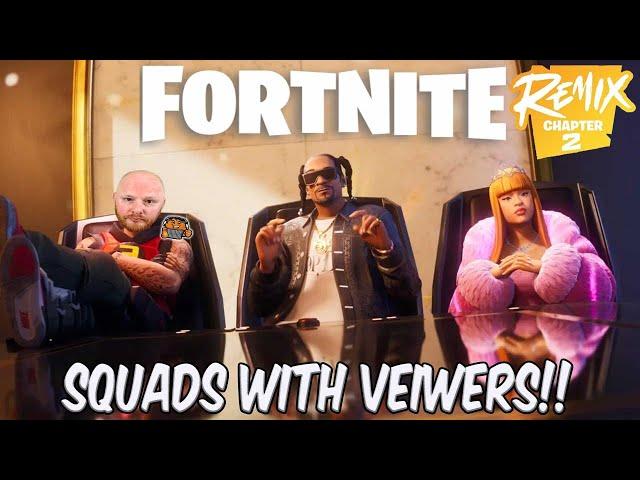 LIVE FORTNITE CHAPTER 2 REMIX SQUADS WITH VIEWERS! - BATTLEPASS GIVEAWAY!! #fortnite