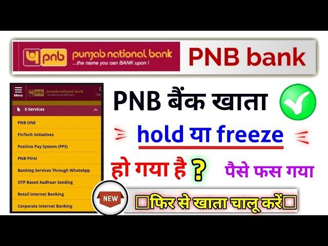 pnb Account freeze ho gaya hai, how to reactivate pnb bank account 2023, pnb account hold