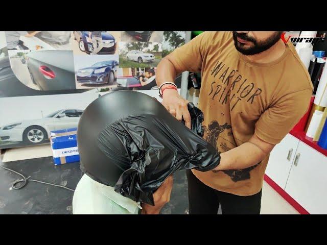 Helmet Vinyl Wrapping Matt Black & Charcoal Gray @VwrapsSikar