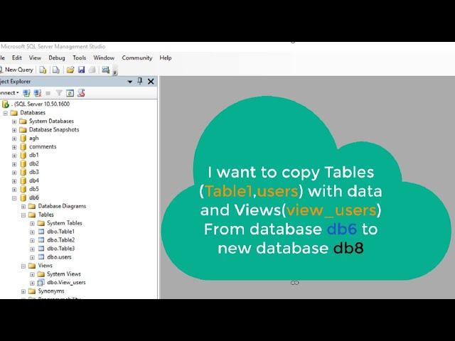 copy specific tables and views with data from one database to another on  same or different server.