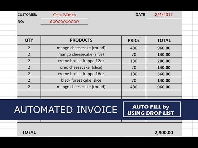 How to create Simple and Auto-Fill Invoice (w/ Drop List)