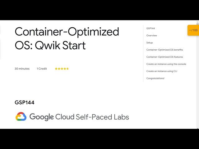 Container-Optimized OS: Qwik Start Qwiklab