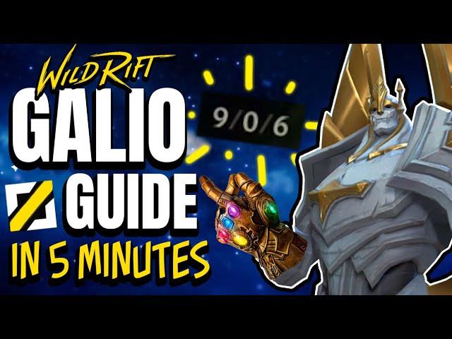 WILD RIFT GALIO GUIDE IN 5 MINUTES! Builds, Runes, Combos, Ability Leveling Order & Tips!