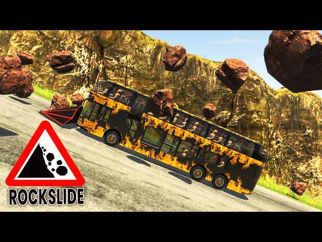 BeamNG Drive - Cars vs Rockslide #3 (Big Rocks)