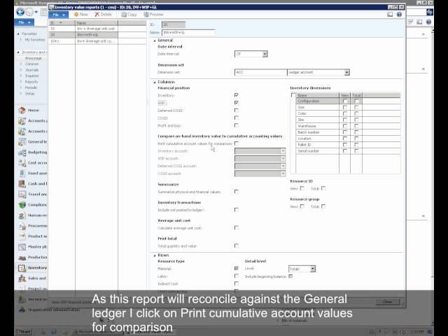 Microsoft Dynamics AX: Inventory Value Report Layout Configuration and Execution