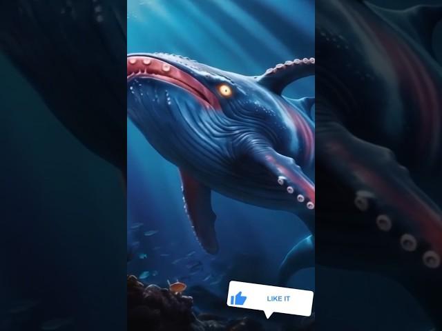 Blue whale  and octopus  hybrid version||🫣 #viralshort #trending #fusion #hybrid #animals