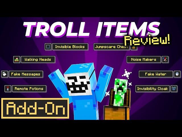 TROLL ITEMS ADDON is Perfect for Pranking in Minecraft Bedrock in-depth review