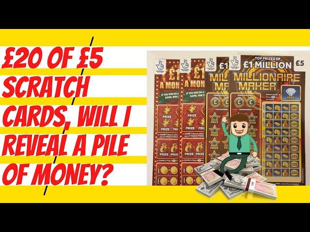 Scratch cards UK 2021. £20 of £5 scratch tickets revealed in this video, only needs one to be a win