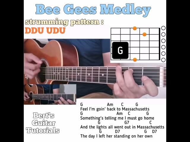 Bee Gees Medley guitar chords w/ lyrics & strumming tutorial