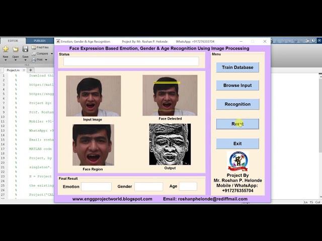 Emotion, Gender and Age Detection from Facial Expression Using Matlab Project Source Code