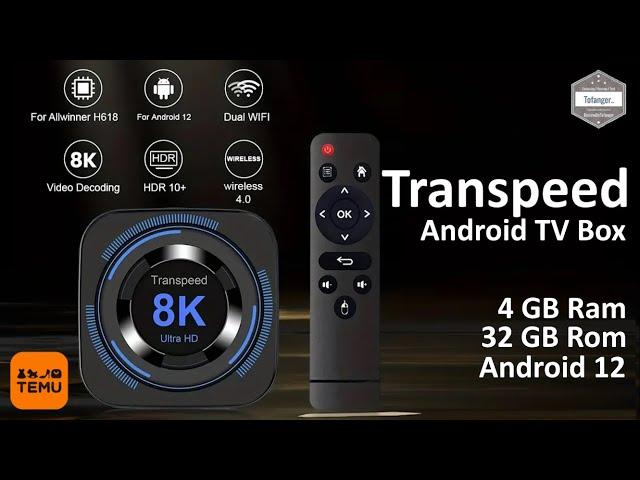 TRANSPEED 8K618T Android TV Box - 4GB Ram & 32GB Rom - Android12 - Allwinner H618 - TEMU - Unboxing