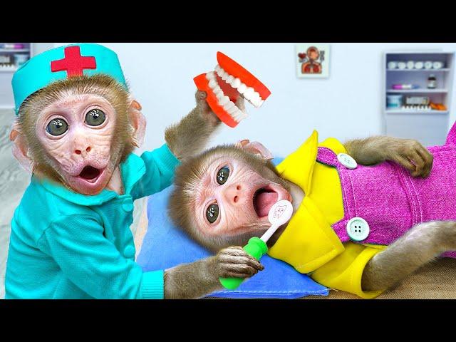 KiKi Monkey doctor pretend play help baby with the Toothache | KUDO ANIMAL KIKI