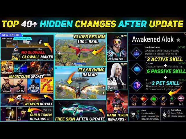 TOP 40+ HIDDEN CHANGES AFTER UPDATE| OB40 UPDATE FREE FIRE | FREE FIRE NEW UPDATE | FF NEW UPDATE