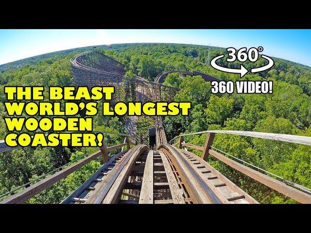 VR 360 The Beast World's Longest Wooden Roller Coaster POV Kings Island Ohio