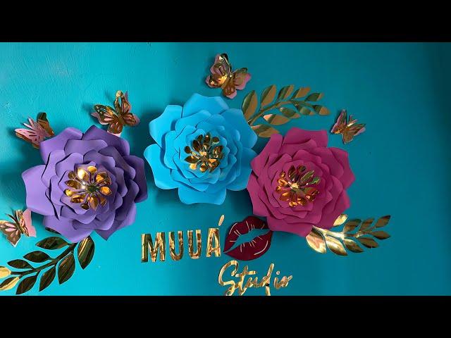 Como hacer flores de papel cartulina con moldes gratis / #manualidades