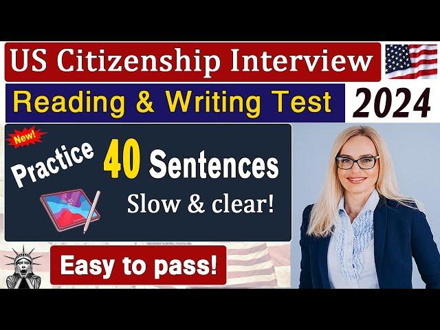 US Citizenship Test 2024 Official English Reading and Writing Test | Read & Write N400 Interview