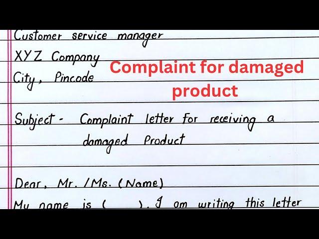 Write a complaint letter for damaged product || damaged product complaint letter