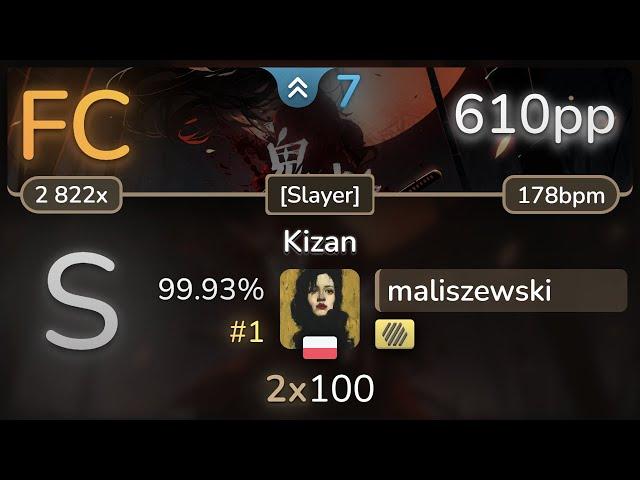 7.0⭐ maliszewski | Down - Kizan [Slayer] +HD 99.93% FC #1 | 610pp - osu!