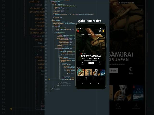Flutter Netflix UI Speed Code  #flutter #programming #coding #netflix #learning