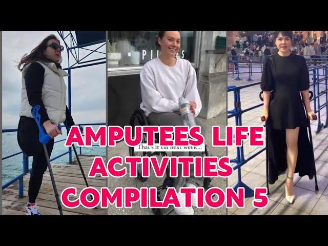 Amputee woman adaptive crutches user life activities | compilation 5