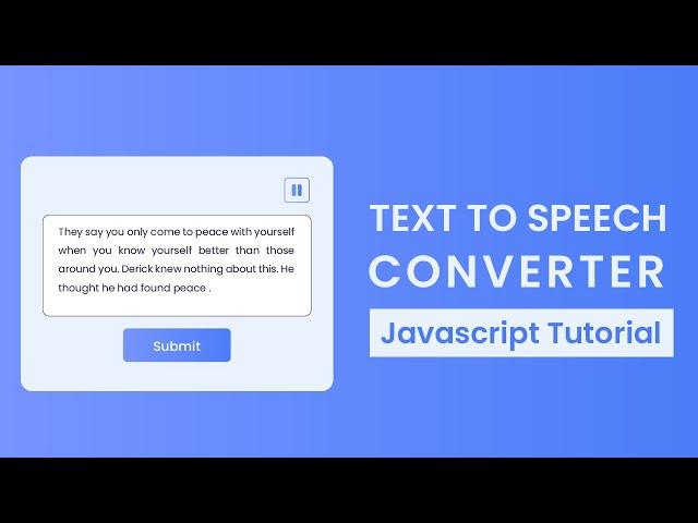 Text To Speech Converter | Javascript Project With Source Code