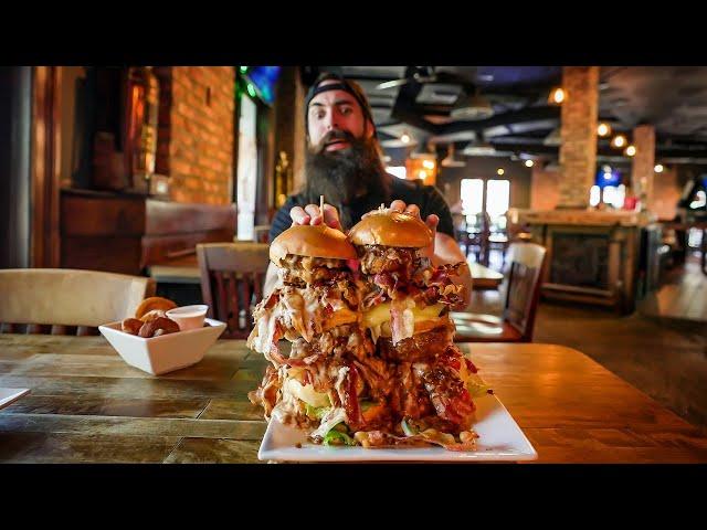 TEAK'S TWIN BURGER TOWER CHALLENGE...CHEF BETS $50 I WON'T WIN | FLORIDA PT.6 | BeardMeatsFood