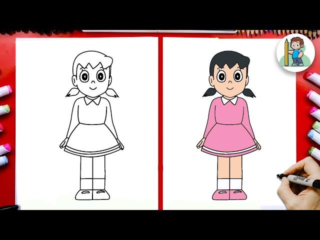 How to Draw Shizuka from Doraemon step by step | Easy drawing for beginners