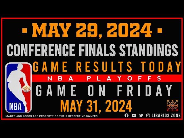 NBA CONFERENCE FINALS STANDINGS TODAY as of MAY 29, 2024 | GAME RESULTS | GAMES ON FRIDAY | MAY 31