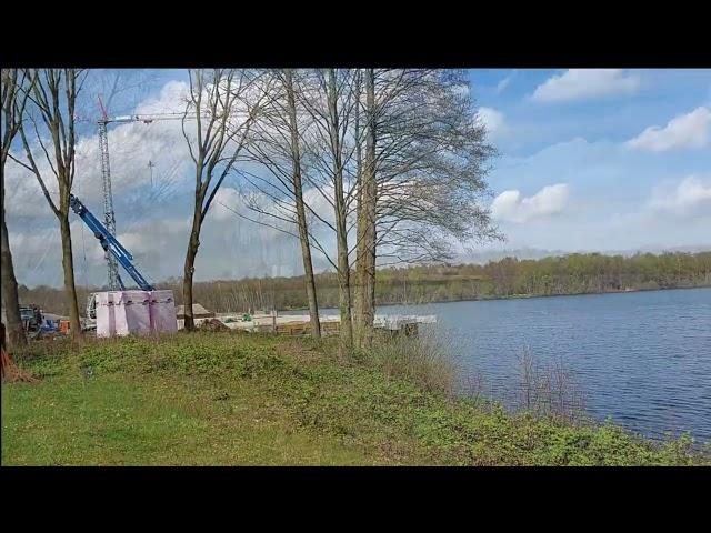 Baustelle des neuen Café-Restaurants am Drilandsee---Gronau (Germany/NRW)---31.März 2024