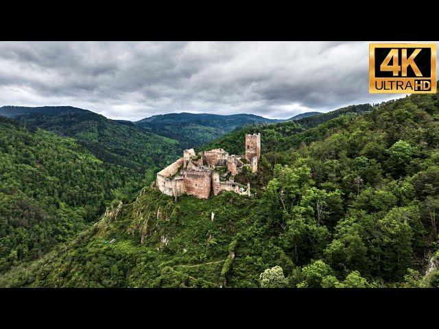 THREE CASTLES OF RIBEAUVILLÉ  (Alsace - France) - Drone footage Ultra HD 4K