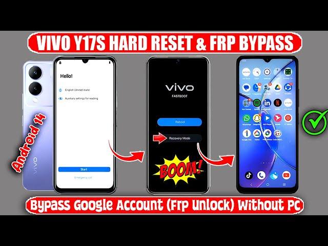 Without Pc 2024  VIVO Y17S Hard Reset - FRP Bypass Google Account Unlock Android 14  Easy Trick 