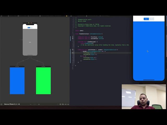 Switch between container views using segmented control (xCode 10, Swift 4, iOS 12)