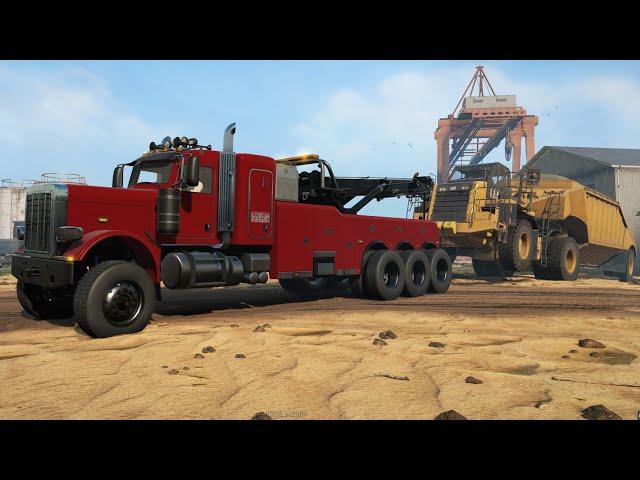 SnowRunner Mods - iX 3880 Wrecker - Heavy Towing Truck Caterpillar 770g + Trailer Heavy Rock